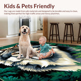 Ultra Soft Area Rug, Non Slip, Stain Resistant, Washable Area Rugs for Living Room, Bedroom, Lush Jungle Animal Illustration(Brown)