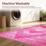 Ultra Soft Area Rug, Non Slip, Stain Resistant, Washable Area Rugs for Living Room, Bedroom, Playful Shaggy Love Design(Pink)