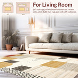 Ultra Soft Area Rug, Non Slip, Stain Resistant, Washable Area Rugs for Living Room, Bedroom, Sleek Urban Rustic Visual Theme(Beige)