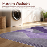 Ultra Soft Area Rug, Non Slip, Stain Resistant, Washable Area Rugs for Living Room, Bedroom, Sophisticated Black Grey Ripple Effect(Purple)