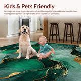 Ultra Soft Area Rug, Non Slip, Stain Resistant, Washable Area Rugs for Living Room, Bedroom, Contemporary Wavy Pattern Aesthetic(Green)