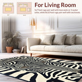 Ultra Soft Area Rug, Non Slip, Stain Resistant, Washable Area Rugs for Living Room, Bedroom, Ivory Black Animal Design Hallway Carpet(Black)