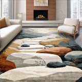 Tranquil Pebble Path Runner Featuring Neutral Abstract Stone(Beige)