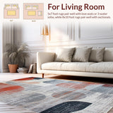 Ultra Soft Area Rug, Non Slip, Stain Resistant, Washable Area Rugs for Living Room, Bedroom, Elegant Soft Geometric Waves(Red)