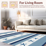 Ultra Soft Area Rug, Non Slip, Stain Resistant, Washable Area Rugs for Living Room, Bedroom, Elegant Blue and Gray Pattern(Blue)