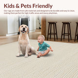 Ultra Soft Area Rug, Non Slip, Stain Resistant, Washable Area Rugs for Living Room, Bedroom, Contemporary Ivory Home Office Non-Shedding Carpet(Beige)