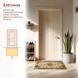 Ultra Soft Area Rug, Non Slip, Stain Resistant, Washable Area Rugs for Living Room, Bedroom, Abstract Colorful Floral Harmony(Yellow)