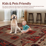 Ultra Soft Area Rug, Non Slip, Stain Resistant, Washable Area Rugs for Living Room, Bedroom, Primitive Cozy Geometric Motif(Beige)