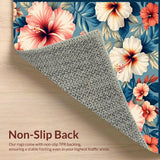 Ultra Soft Area Rug, Non Slip, Stain Resistant, Washable Area Rugs for Living Room, Bedroom, Seaside Blooms Textured Area With Sun Protected Floral Elements(Blue)