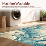 Ultra Soft Area Rug, Non Slip, Stain Resistant, Washable Area Rugs for Living Room, Bedroom, Seashell Dream Coastal Runner Rug with Ocean Currents and Maritime Motifs Design(Blue)