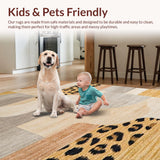 Ultra Soft Area Rug, Non Slip, Stain Resistant, Washable Area Rugs for Living Room, Bedroom, Chic Earthy Toned Leopard Motif(Beige)