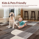 Ultra Soft Area Rug, Non Slip, Stain Resistant, Washable Area Rugs for Living Room, Bedroom, Luxurious Vintage-Inspired Geometric Theme(Brown)