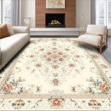 Ultra Soft Area Rug, Non Slip, Stain Resistant, Washable Area Rugs for Living Room, Bedroom, Timeless Circular Area with Vintage Inspired Floral Medallion(Beige)