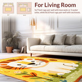 Ultra Soft Area Rug, Non Slip, Stain Resistant, Washable Area Rugs for Living Room, Bedroom, Engaging Colorful Lettering Display(Yellow)