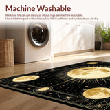 Ultra Soft Area Rug, Non Slip, Stain Resistant, Washable Area Rugs for Living Room, Bedroom, Starry Night Zodiac Patterned Elegance(Gold)