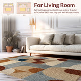 Ultra Soft Area Rug, Non Slip, Stain Resistant, Washable Area Rugs for Living Room, Bedroom, Contemporary Neutral Office Non-Shedding Abstract Rug(Beige)