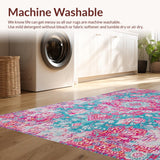 Ultra Soft Area Rug, Non Slip, Stain Resistant, Washable Area Rugs for Living Room, Bedroom, Distressed Tropical Abstract Elegance(Pink)
