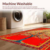 Ultra Soft Area Rug, Non Slip, Stain Resistant, Washable Area Rugs for Living Room, Bedroom, Lively Contemporary Leaf Pattern(Red)