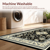 Ultra Soft Area Rug, Non Slip, Stain Resistant, Washable Area Rugs for Living Room, Bedroom, Chic Black Floral Elegance(Black)