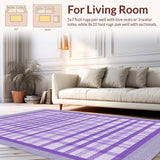 Ultra Soft Area Rug, Non Slip, Stain Resistant, Washable Area Rugs for Living Room, Bedroom, Pastel Checkerboard Aesthetic(Purple)