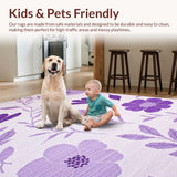 Ultra Soft Area Rug, Non Slip, Stain Resistant, Washable Area Rugs for Living Room, Bedroom, Chic Cute Lavender Circle Statement(Purple)
