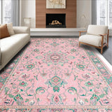 Ultra Soft Area Rug, Non Slip, Stain Resistant, Washable Area Rugs for Living Room, Bedroom, Floral Pastel Boho Elegance(Pink)