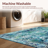 Ultra Soft Area Rug, Non Slip, Stain Resistant, Washable Area Rugs for Living Room, Bedroom, Whimsical Nautical Area Rug with Colorful Seahorse and Wave Design(Blue)
