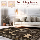 Ultra Soft Area Rug, Non Slip, Stain Resistant, Washable Area Rugs for Living Room, Bedroom, Cozy Earthy Cabin Motif(Black)