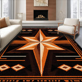 Ultra Soft Area Rug, Non Slip, Stain Resistant, Washable Area Rugs for Living Room, Bedroom, Cozy Primitive Aztec Aesthetic(Black)