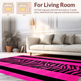 Ultra Soft Area Rug, Non Slip, Stain Resistant, Washable Area Rugs for Living Room, Bedroom, Eclectic Monochrome Animal Motif(Pink)