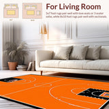 Ultra Soft Area Rug, Non Slip, Stain Resistant, Washable Area Rugs for Living Room, Bedroom, Whimsical Sports-Inspired Art Piece(Orange)