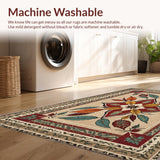 Ultra Soft Area Rug, Non Slip, Stain Resistant, Washable Area Rugs for Living Room, Bedroom, Outdoor-Inspired Small Kitchen Hand-Printed Carpet(Beige)