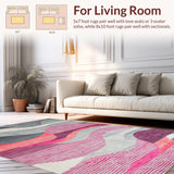 Ultra Soft Area Rug, Non Slip, Stain Resistant, Washable Area Rugs for Living Room, Bedroom, Contemporary Soft Abstract Waves(Gray)