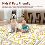 Ultra Soft Area Rug, Non Slip, Stain Resistant, Washable Area Rugs for Living Room, Bedroom, Lush Textured Lattice Arrangement(Gold)