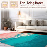 Ultra Soft Area Rug, Non Slip, Stain Resistant, Washable Area Rugs for Living Room, Bedroom, Vintage Ocean Pink Distressed Living Room Rug(Pink)