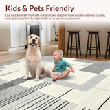 Ultra Soft Area Rug, Non Slip, Stain Resistant, Washable Area Rugs for Living Room, Bedroom, Sleek Black and Ivory Pattern(Black)