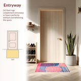 Ultra Soft Area Rug, Non Slip, Stain Resistant, Washable Area Rugs for Living Room, Bedroom, Dynamic Modern Boho Colorful Pattern(Pink)