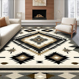 Ultra Soft Area Rug, Non Slip, Stain Resistant, Washable Area Rugs for Living Room, Bedroom, Southwest Spirit Aztec Inspired Geometric Area Native Motif(Beige)