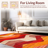 Ultra Soft Area Rug, Non Slip, Stain Resistant, Washable Area Rugs for Living Room, Bedroom, Warm Earthy Tones with Artisan Flair(Red)