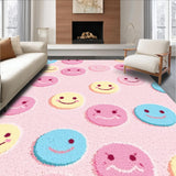 Ultra Soft Area Rug, Non Slip, Stain Resistant, Washable Area Rugs for Living Room, Bedroom, Cheerful Light Blue Motif(Pink)