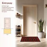 Ultra Soft Area Rug, Non Slip, Stain Resistant, Washable Area Rugs for Living Room, Bedroom, Vibrant Outdoor-Inspired Motif(Black)