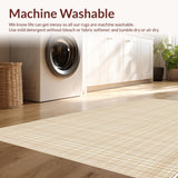 Ultra Soft Area Rug, Non Slip, Stain Resistant, Washable Area Rugs for Living Room, Bedroom, Chic Tan Plaid Decorative Style(Beige)