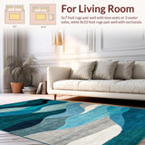 Ultra Soft Area Rug, Non Slip, Stain Resistant, Washable Area Rugs for Living Room, Bedroom, Chic Modern Grey Swirl Patterns(Blue)