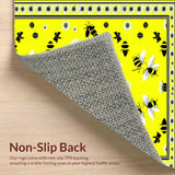 Ultra Soft Area Rug, Non Slip, Stain Resistant, Washable Area Rugs for Living Room, Bedroom, Elegant Yellow and Black Floral(Yellow)