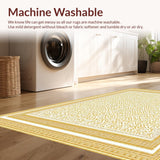 Ultra Soft Area Rug, Non Slip, Stain Resistant, Washable Area Rugs for Living Room, Bedroom, Rattan Inspired Round Area Hand Braided Natural Fiber Placemat(Gold)