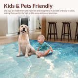 Ultra Soft Area Rug, Non Slip, Stain Resistant, Washable Area Rugs for Living Room, Bedroom, Aquatic World Ocean Rug Deep Sea Hunter Pattern(Blue)