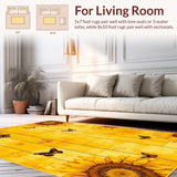 Ultra Soft Area Rug, Non Slip, Stain Resistant, Washable Area Rugs for Living Room, Bedroom, Charming Vintage Flower Arrangement(Yellow)