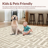 Ultra Soft Area Rug, Non Slip, Stain Resistant, Washable Area Rugs for Living Room, Bedroom, Classic Area Featuring Timeless Geometric in Beige Tones(Beige)