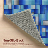 Ultra Soft Area Rug, Non Slip, Stain Resistant, Washable Area Rugs for Living Room, Bedroom, Sophisticated Blue Toned Art Design(Blue)