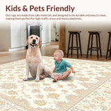 Ultra Soft Area Rug, Non Slip, Stain Resistant, Washable Area Rugs for Living Room, Bedroom, Boho Chic Area Vintage Beige Design(Beige)
